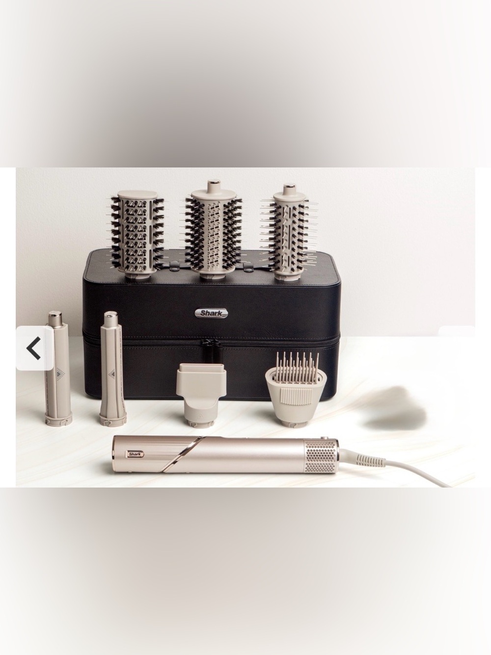 Shark FlexStyle Hair Dryer/Styler w/ 11 Attachments & Leather Case - Gold/Stone
